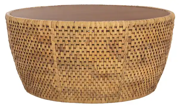 BraylenRattanAndGlassRoundCoffeeTable Next Day Delivery