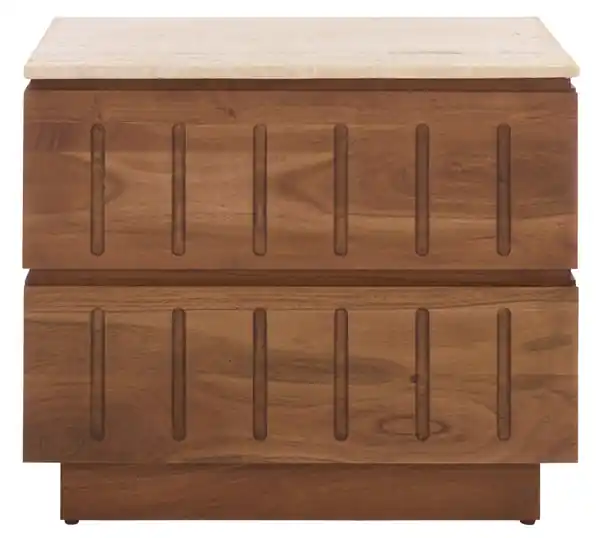KaylissaTravertineTop2DrawerNightstand New Release