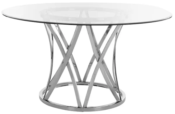Latest Yuko54"RoundGlassTopDiningTable