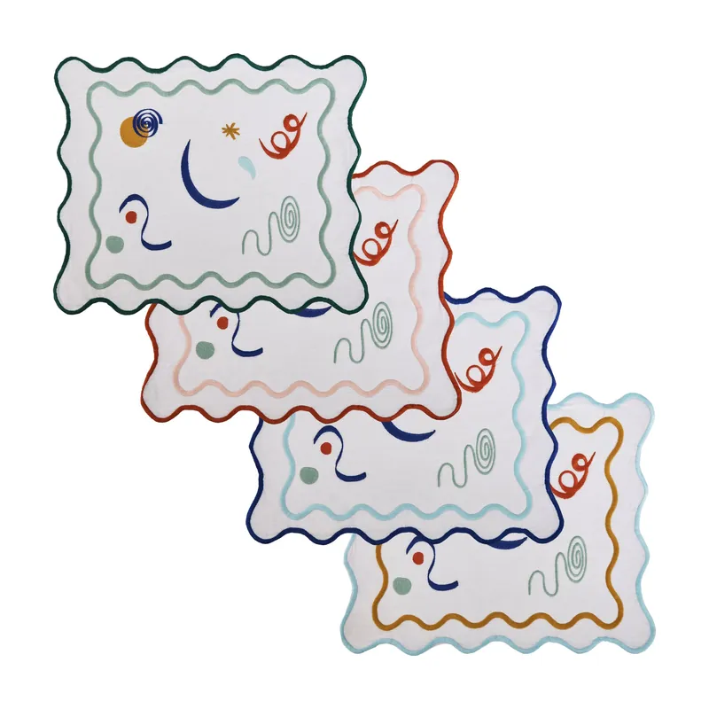 New Release MisetteCelestial Embroidered Linen Placemat (Set of 4)