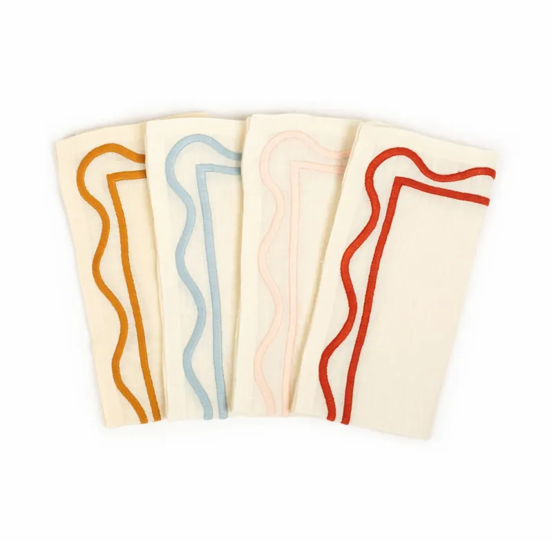 Buy Direct MisetteColorblock Embroidered Linen Napkin (Set of 4)