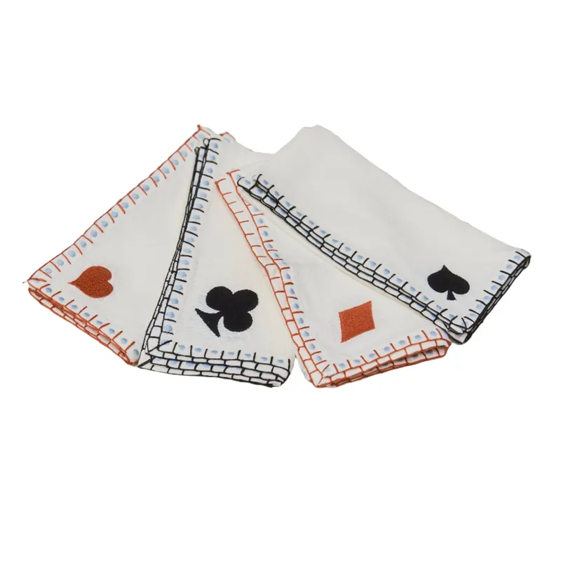 MisetteSalon Embroidered Card Suite Dinner Napkin (Set of 4) Free Returns