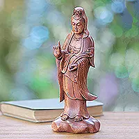 Warranty Included Beautiful Kwan ImBuddhist Goddess Sculpture Hand-carved Wood