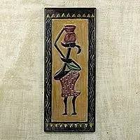 Working HardOriginal African Wood Wall Accent of Pregnant Woman Trending