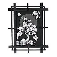 Mega Sale Midnight Leaves in SilverLeaf Composition Wood Wall Art in Silver from Thailand