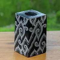 Black Cloud BambooJavanese Black Terracotta Candleholder Best Choice
