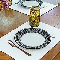 Honeycomb PalacePair of Handcrafted Geometric Ceramic Luncheon Plates Place Order