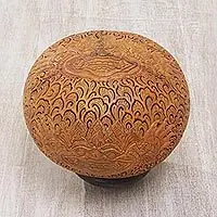 Bhoma MajestyCoconut Shell Sculpture of Bhoma with Base from Indonesia Last Chance