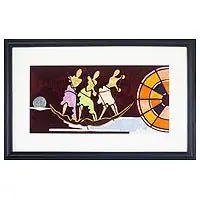 Seamen at NightHandmade Oceanic Cotton Wall Art from Ghana Limited Offer