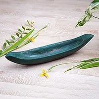 Vintage Green CanoeGreen Hand Carved Boat Theme Catchall Deal