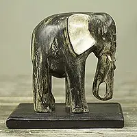 Akan ElephantWeathered Black Elephant Wood Sculpture from Ghana Top Rated