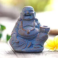 Viral Happy BuddhaHand Made Cast Stone Statuette of Laughing Buddha