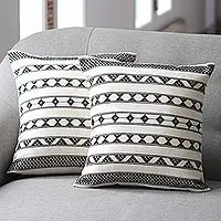 Weekend Sale Traditional GeometryHandcrafted Geometric-Patterned Cotton Cushion Covers (Pair)