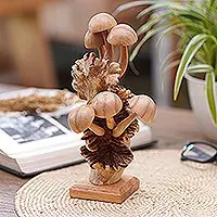 While Supplies Last Mushroom GrowthHand Carved Jempinis Wood Mushroom Statuette