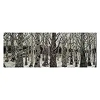 VolatileBlack and White Forest Linocut Print with 10k Gold Leaf Special Offer