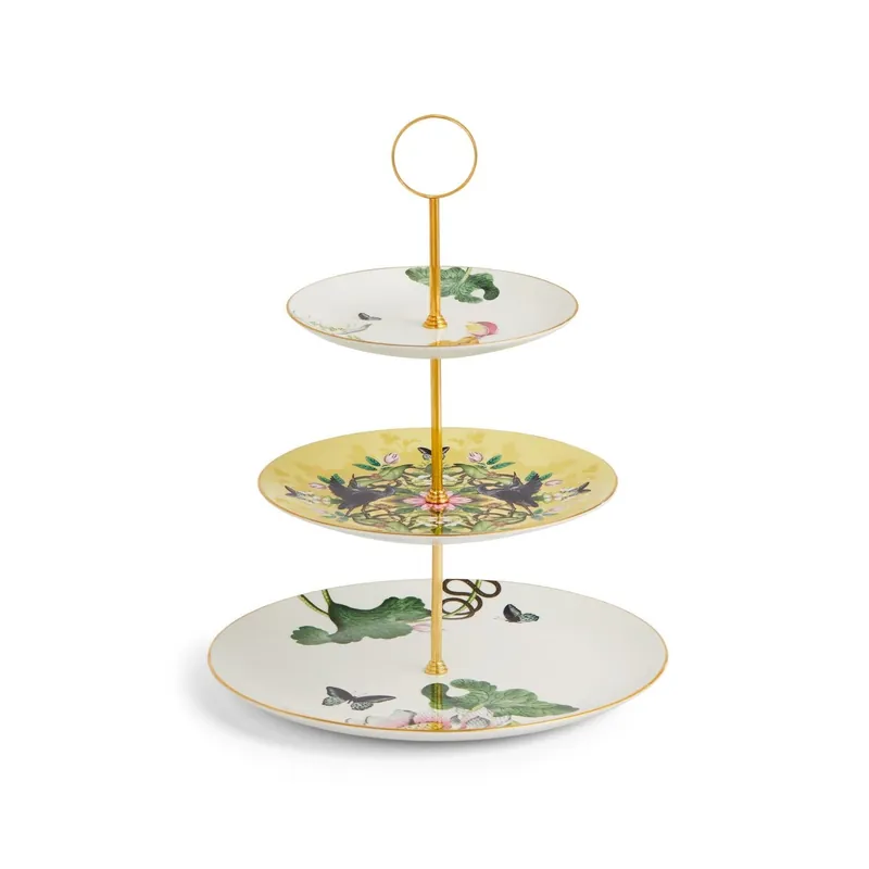 Warranty Included WedgwoodWonderlust Waterlily 3-Tier Cake Stand