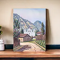 Zunil Town IIOil on Canvas Realist Painting of a Rural Town in Guatemala Professional Grade