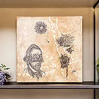 Van Gogh at NightSigned Stretched Surrealist Ink and Coffee Wash Painting Certified