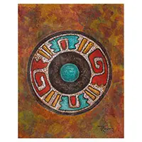 Trending Pre-Columbian VInk on Paper Giclée Print of Multicolor Pre-Columbian Stamp
