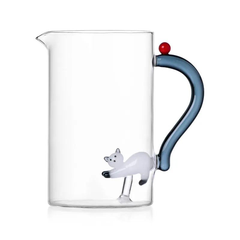 Crafted Ichendorf MilanoTabby Cat White Cat With Smoke Tail and Berry Jug