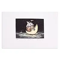 Weekend Sale Paper MoonSurreal Moon Aquatint Print