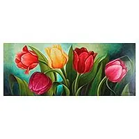 TulipsSigned Painting of Tulips from Mexico Free Shipping