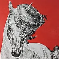 White Magic IOriginal Thai Expressionist Horse Painting Super Sale