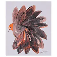 Trending Sienna PlumeBird-Themed Abstract Modern Acrylic on Paper Painting