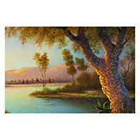 Weekend Sale Coastal SceneryStretched Oil Landscape Painting of Peruvian Coast at Sunset