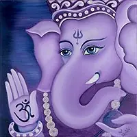 Warranty Included Pious GaneshaHinduism Deity Signed Fine Art Painting