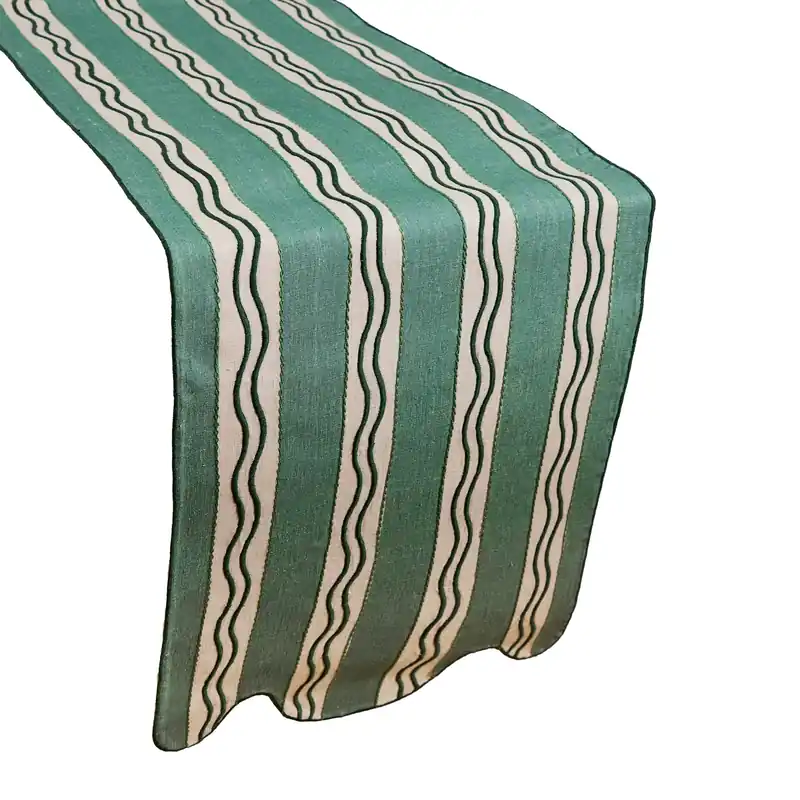 MisetteMonaco Stripe Embroidered Linen Runner Final Sale
