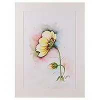 Viral Yellow WonderSigned Realist Painting of a Yellow Flower from India