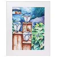 Worldwide Shipping Beaming LightsSigned Realist Still Life Painting from India