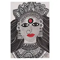 Warranty Included Parvati in Kali Maa FormFolk Art Hindu Goddess Parvati Watercolor Acrylic Portrait