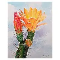 Worldwide Shipping Desert BeautyRealist Watercolor Painting of Cactus Flowers