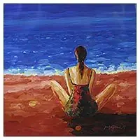 A Sea of ReverieExpressionist Painting of a Woman at the Beach from India Trending