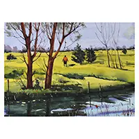 Trending The MeadowUnstretched Impressionist Watercolor Landscape Painting
