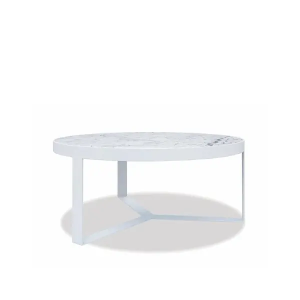 Contemporary38"RoundCoffeeTable,FrostFinishWithCarraraMarbleTop Fan Favorite