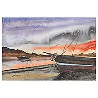 Weekend Sale Mahananda RiverSigned Watercolor on Handmade Paper