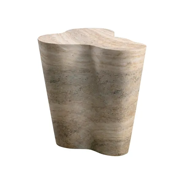 Modern SlabFauxTravertineTallSideTable