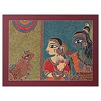 While Supplies Last ShivashaktiShiva & Shakti Madhubani Painting on Paper from India