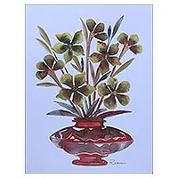 Viral Flower FusionMixed Media Original Signed Floral Still Life Painting