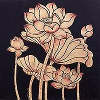 While Supplies Last Peaceful Lotus IINature Study Painting of Gilded Thai Lotus Blossoms