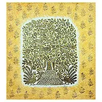 A Beautiful ForestFolk Art Tree of Life Painting from India Special Discount