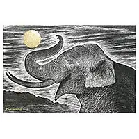 Viral Watching the MoonSigned Painting of an Elephant in Black and White