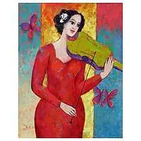 Allegro with ViolinOriginal Fine Art Oil Painting Peru While Supplies Last