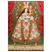 Weekend Sale Pomata Our Lady of the RosaryOriginal Cuzco Replica Painting of Our Lady of the Rosary
