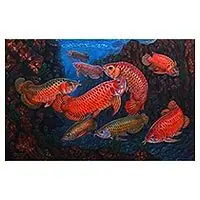 9 Arowana IISigned Arowana-Themed Painting from Bali Trusted Brand