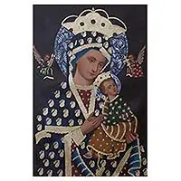 Virgin of Perpetual HelpReligious Surrealist Painting of Jesus and Mary from Peru Super Sale