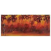 One Day Deal Back HomeSigned Landscape Painting of a Woman Among Palms